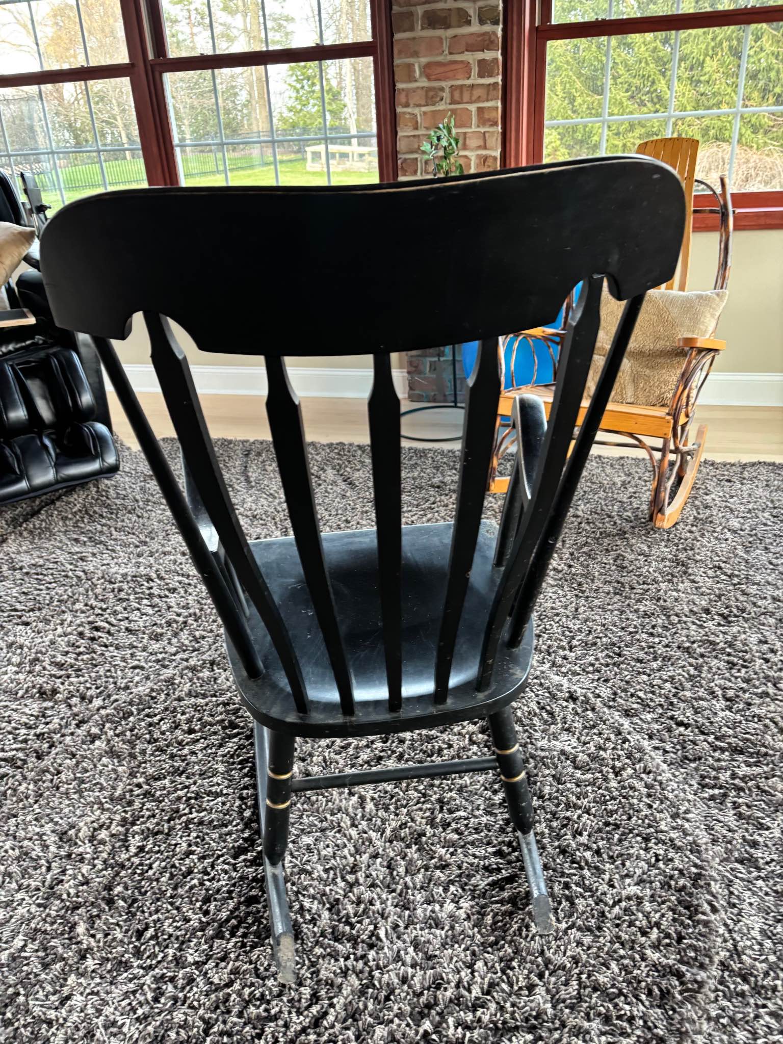 Black Wooden Rocking Chair with Gold Accents - Living Room Chairs ...