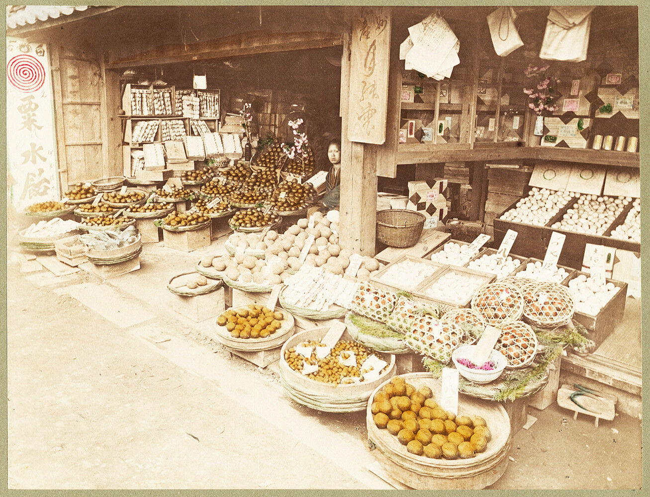 Fruit store. Photo by E.G. Stillman. Japan, around 1890