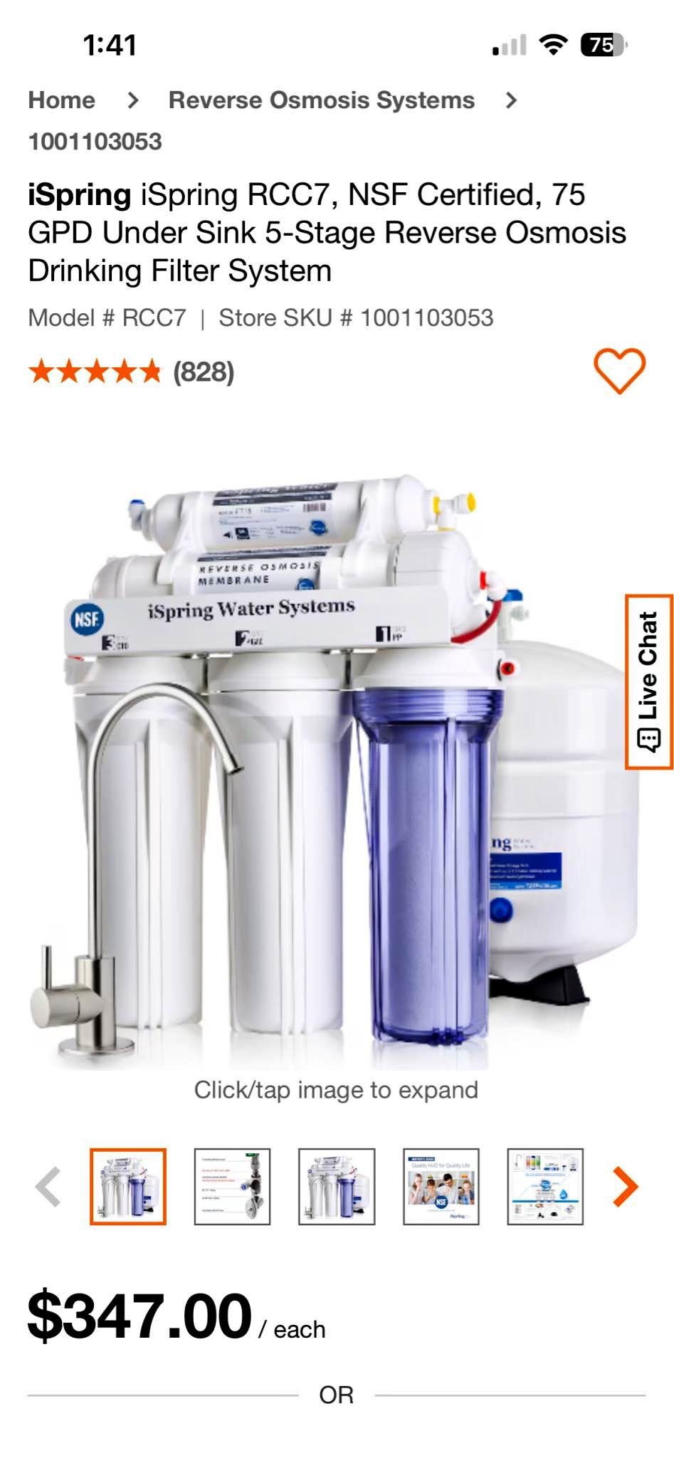Brand new iSpring RCC7 5‑stage reverse osmosis water filte - Water ...