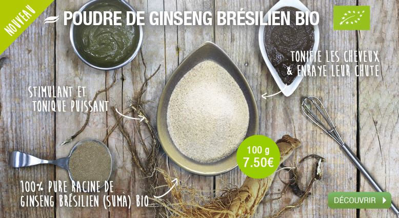 Poudre De Ginseng Du Brésil BIO Pfaffia Paniculata 60g - Relaxant, Anti-stress, Tonique Naturel