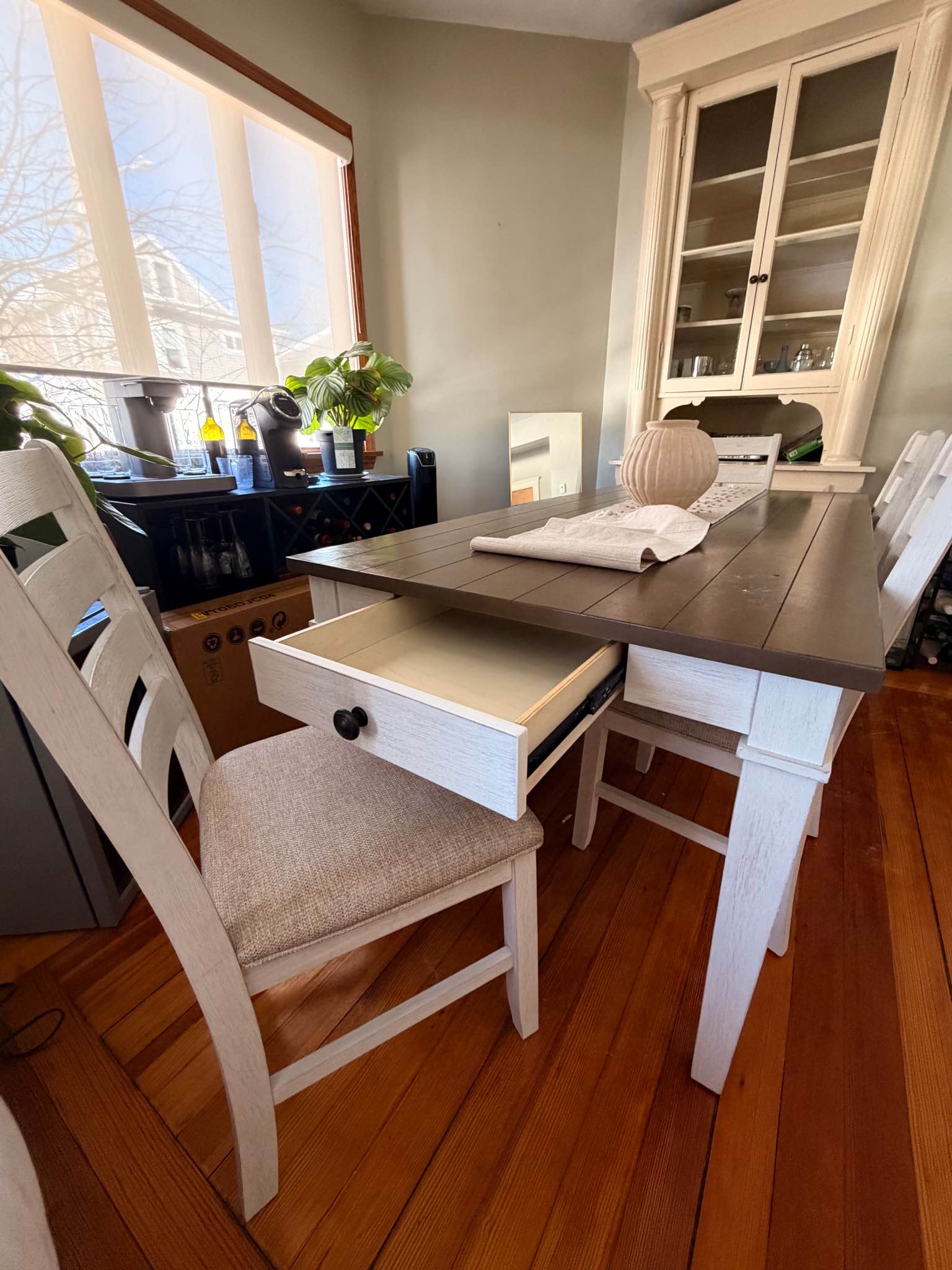 6 Piece Farmhouse Dining Table set w/ Bench - Dining Furniture Sets