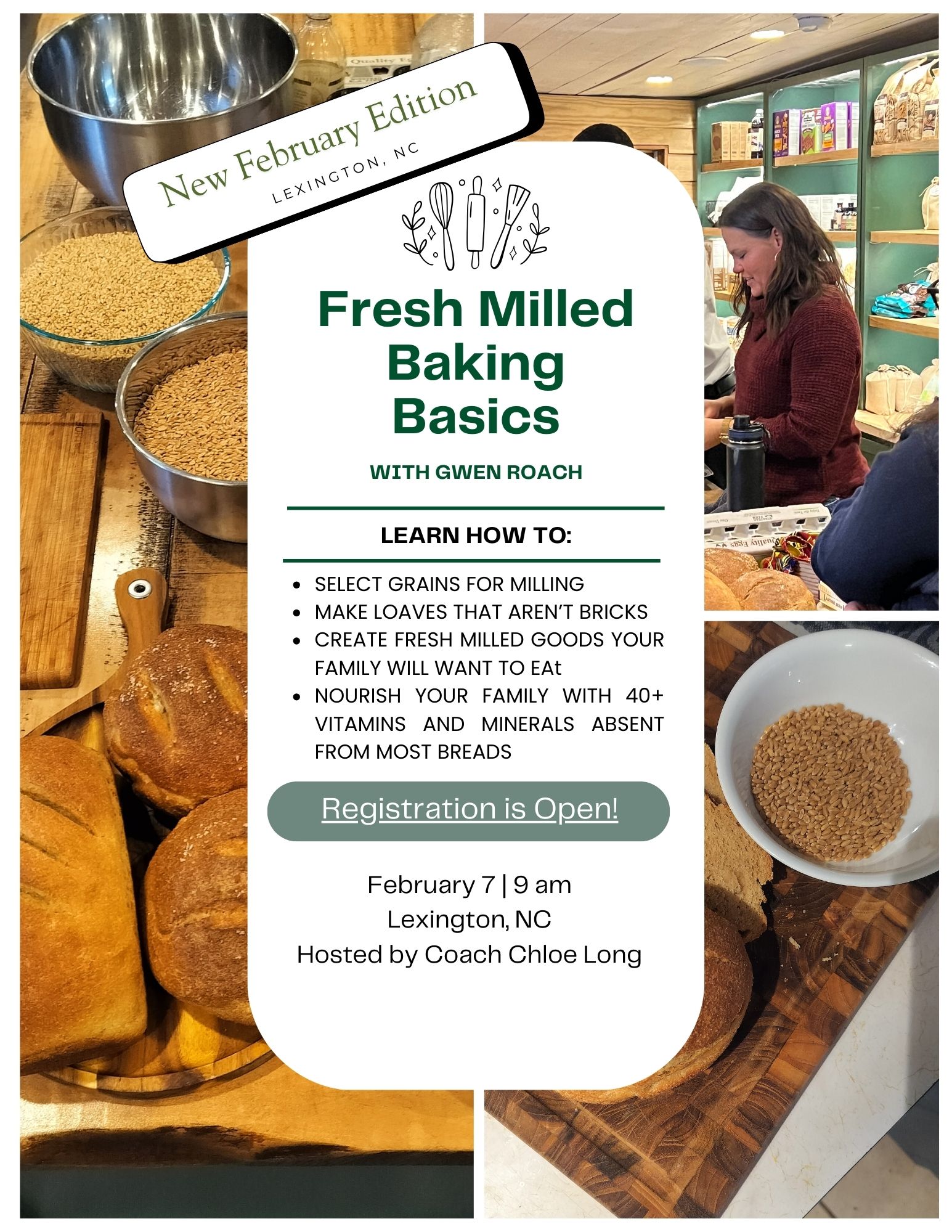 Fresh Milled Baking Basics w/ Gwen Roach, hosted by Coach Chloe Long