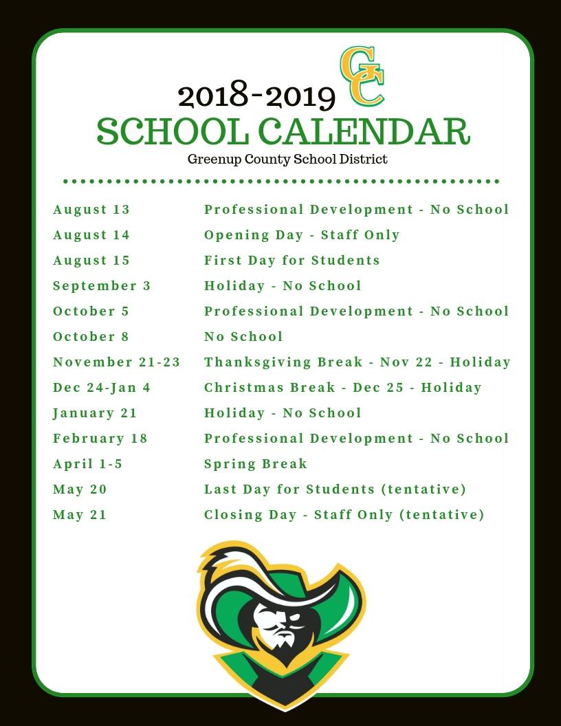 Greenup County school district calendar update