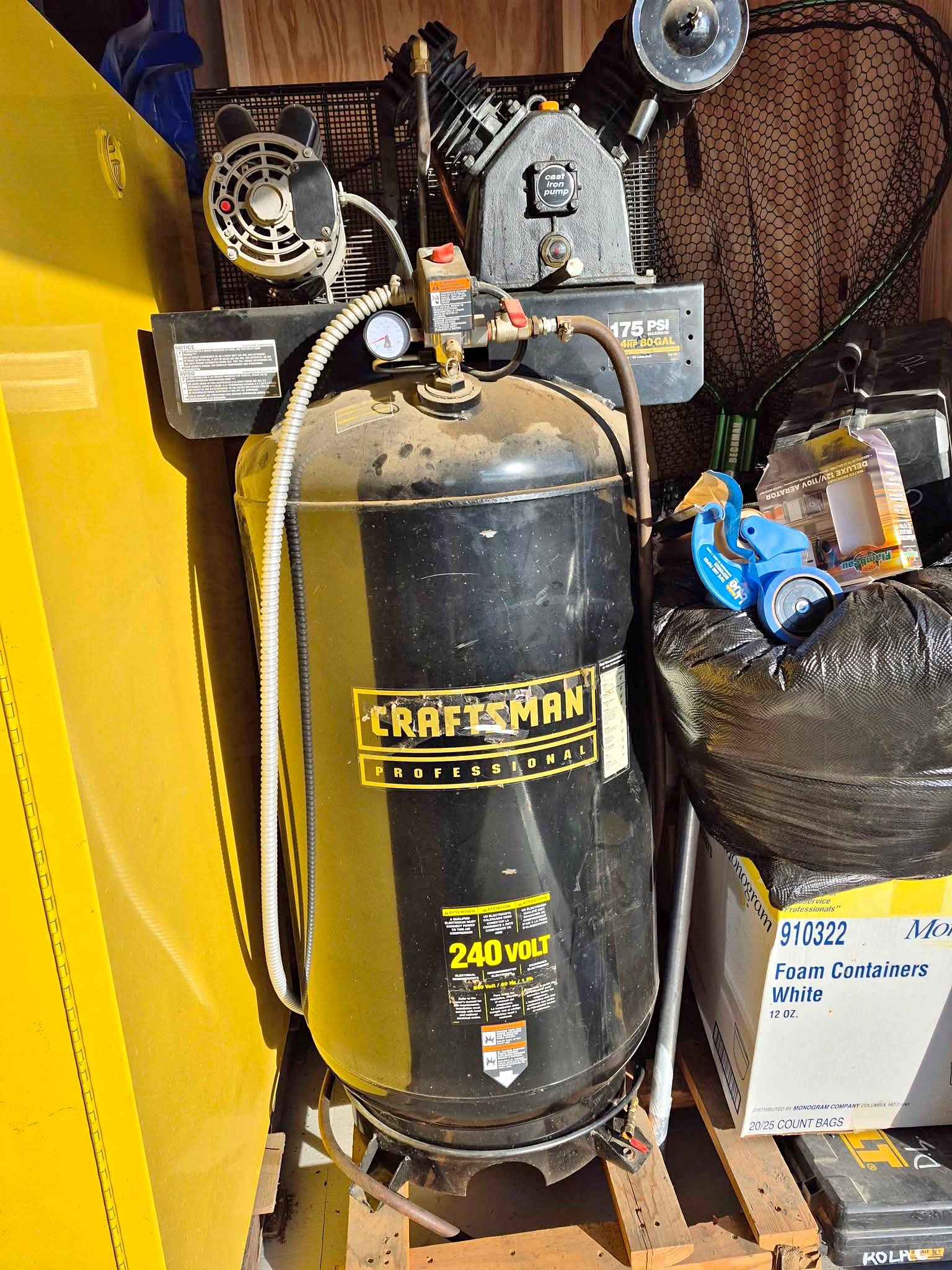 Craftsman professional 80 gallon, 240 volt upright air compressor ...