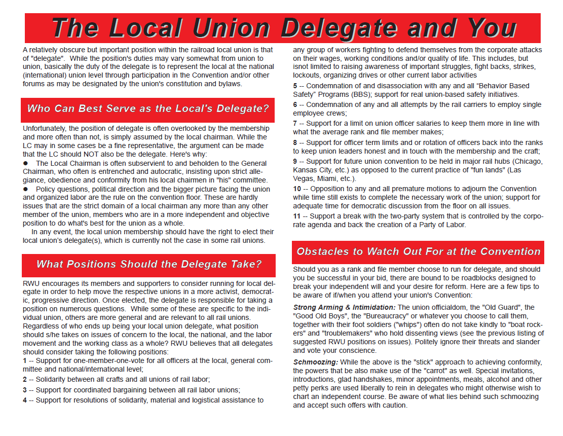 The Local Union Delgate and You... - Railroad Workers United