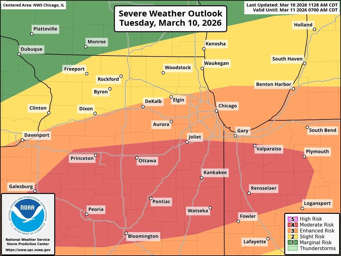 Illinois storm risk upgraded to level 4