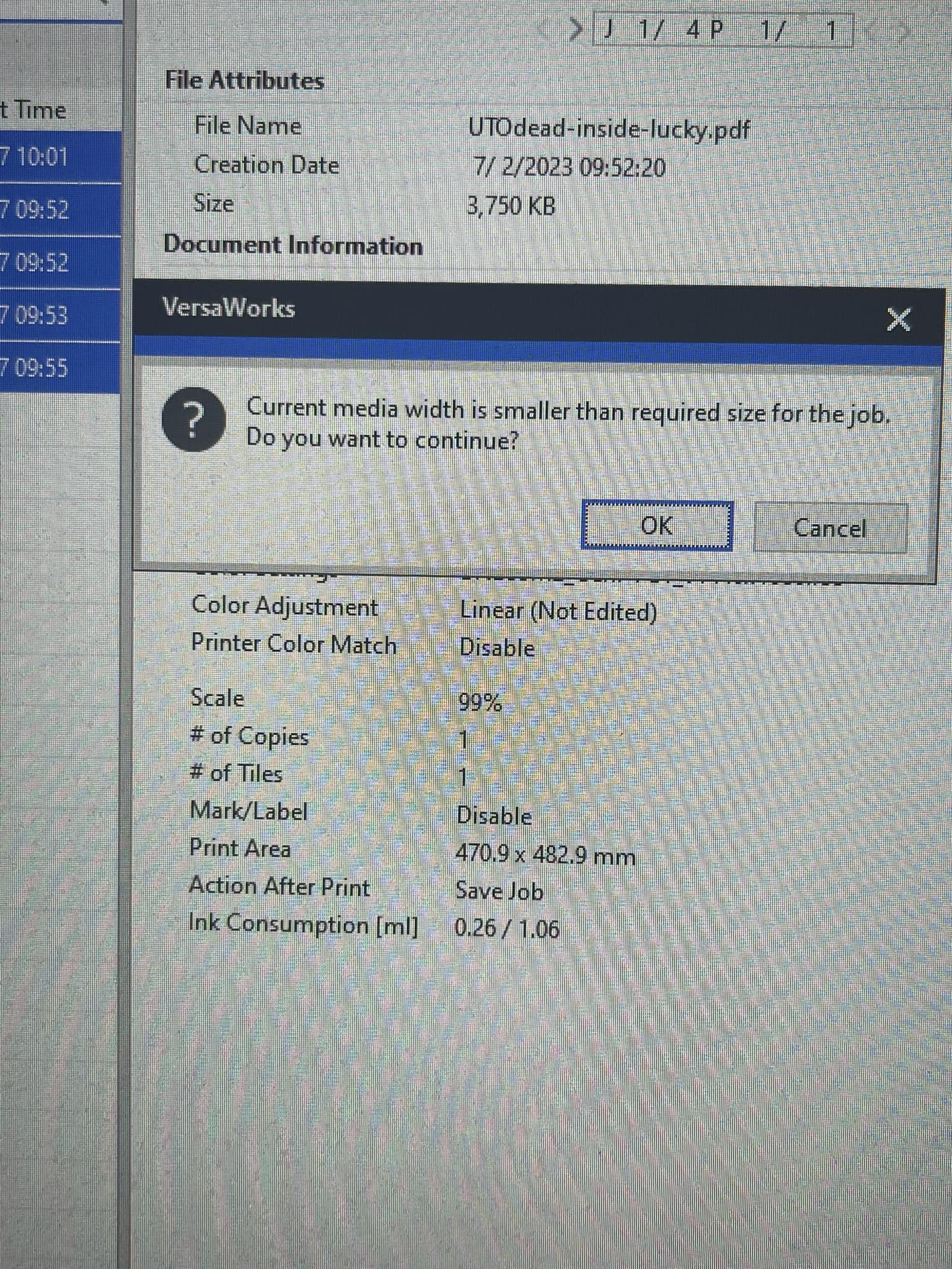 How to change media width to 20 inches on Roland BN20 printer?