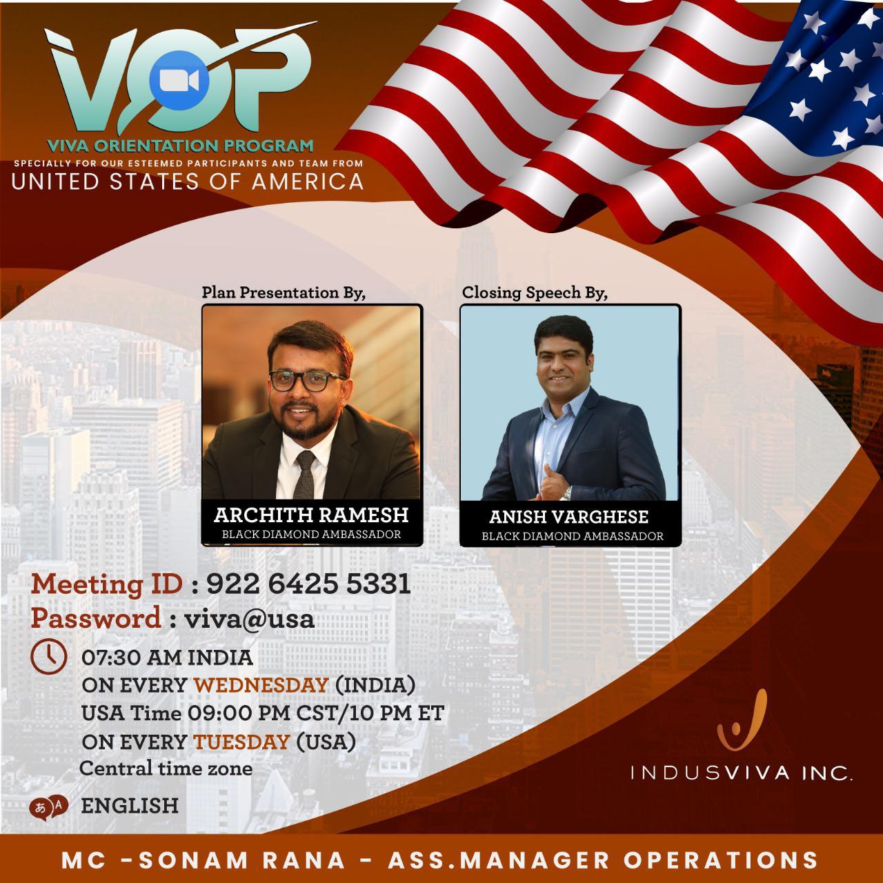 IndusViva INC - Join us via Zoom conference for an enthralling VOP ...