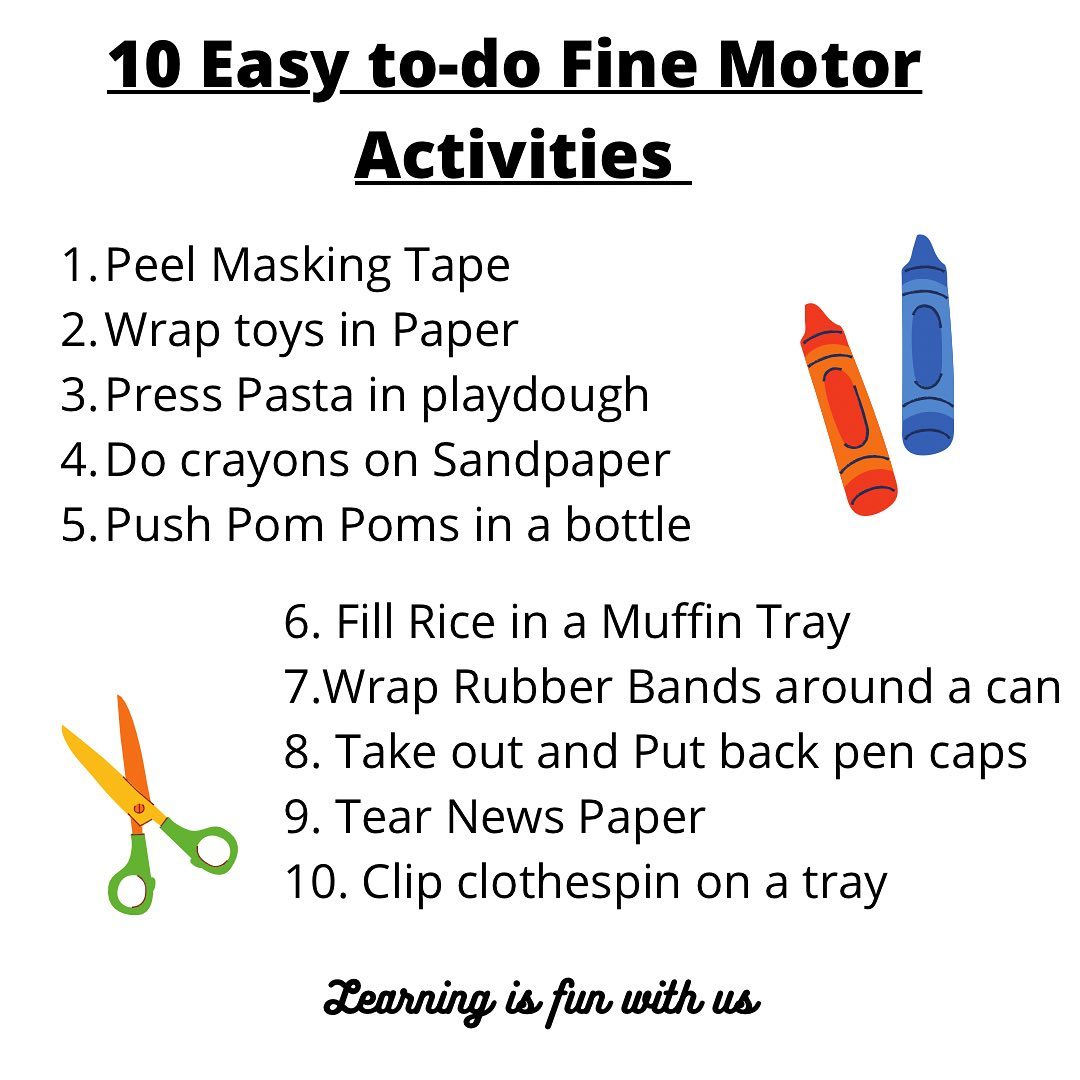 Learning Is Fun With Us - ️ Easy Fine Motor Activities to do ️ ⠀ 📍Save ...