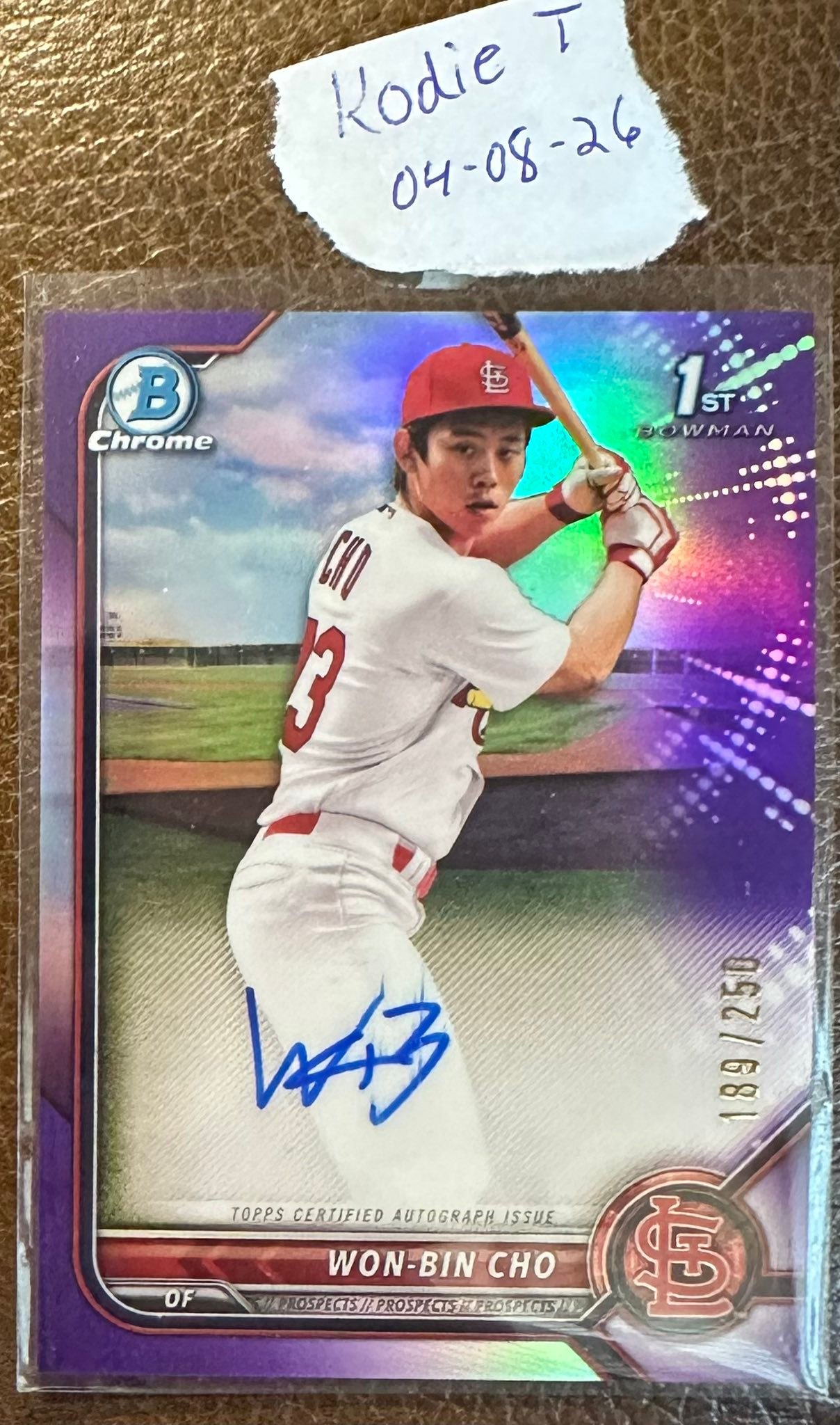 Nico Hoerner 1st Bowman Chrome Purple Refractor Autograph Rookie 