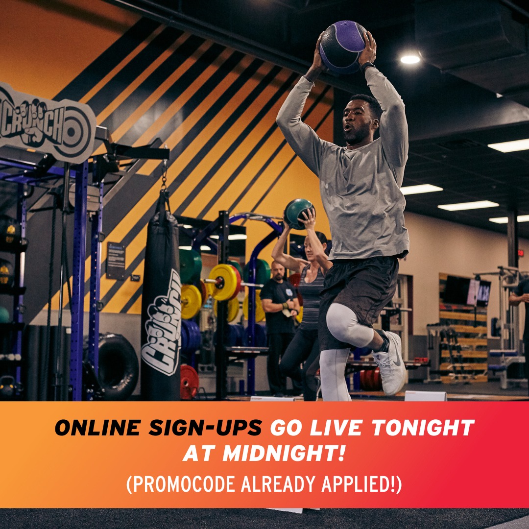 Crunch Fitness - ⏰⏰ 𝙊𝙉𝙇𝙄𝙉𝙀 𝙎𝙄𝙂𝙉 𝙐𝙋𝙎 𝙂𝙊 𝙇𝙄𝙑𝙀 𝙏𝙊𝙉𝙄𝙂𝙃𝙏 𝘼𝙏... | Facebook