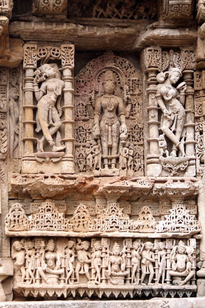 Ancient Hindu - Goddess lakshmi, rani ki vav step well,...
