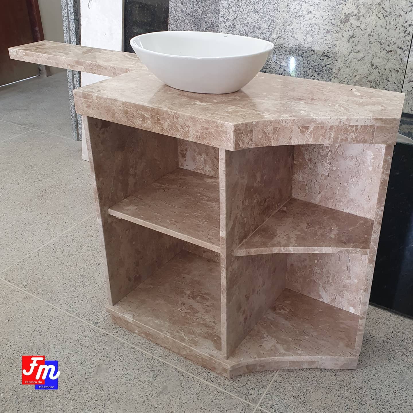 Pia com gabinete - Bege Bahia... - Fabrica do marmore