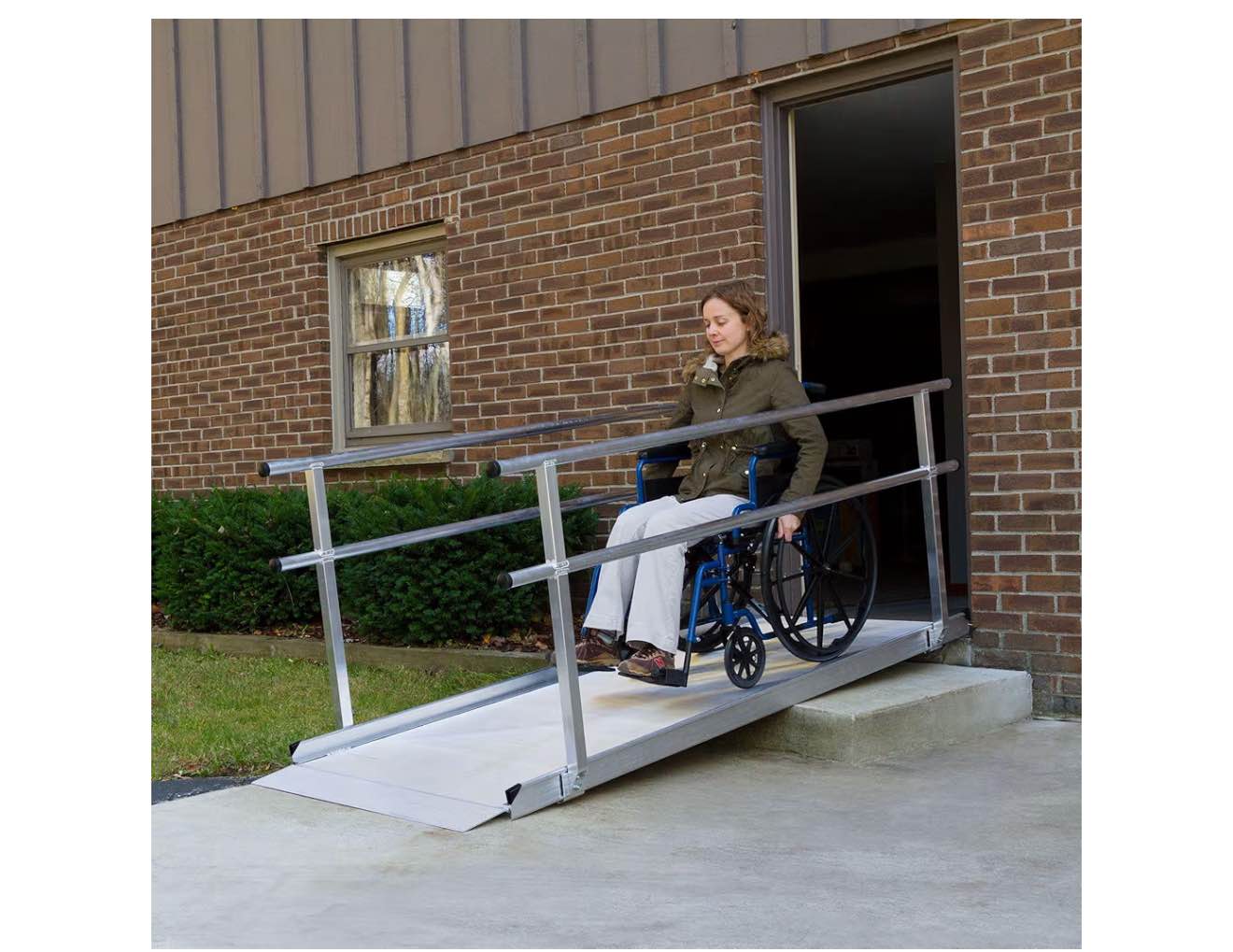 Aluminum Wheelchair & Scooter Ramp with Handrails – 8' Semi-Permanent ...