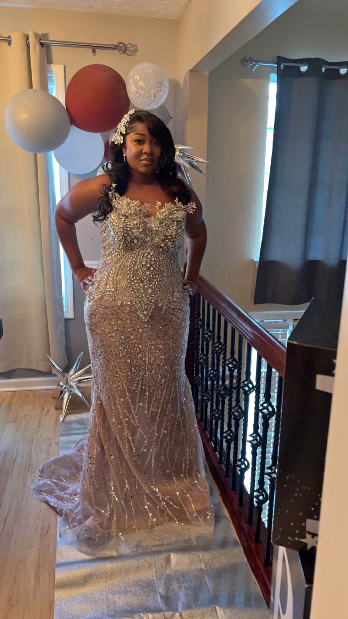 prom dresses in georgia Valdi Strapless Ruffled Dress White / XLarge the dress is embellished with intricate appliques and includes a stylish slit Prom Dresses in North Georgia