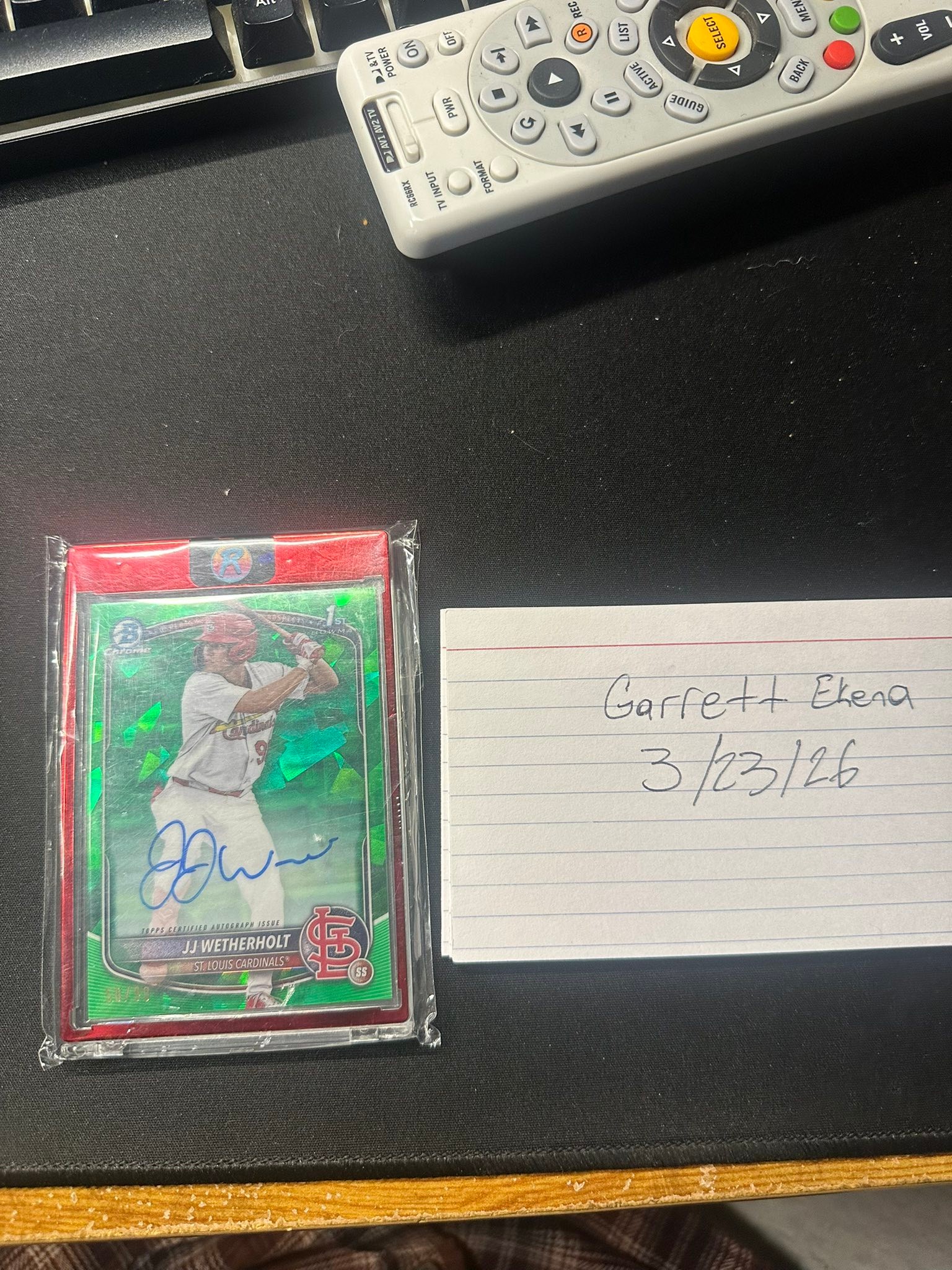 JJ Wetherholt Bowman Sapphire 1st Bowman Green Refractor Auto 50/99
