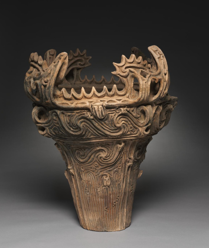 Circa 2500 BC, a fire-flame cooking vessel (Ka'en Doki) from