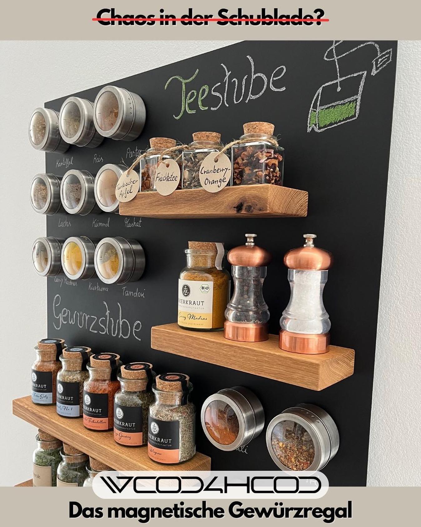 wood4hood - 🔥 Bringe das Chaos aus der Schublade an die Wand 🔥 💡 Schluss mit dem Suchen in überfüllten Schubladen. Hol dir jetzt die kreative Lösung für dein Gewürzchaos