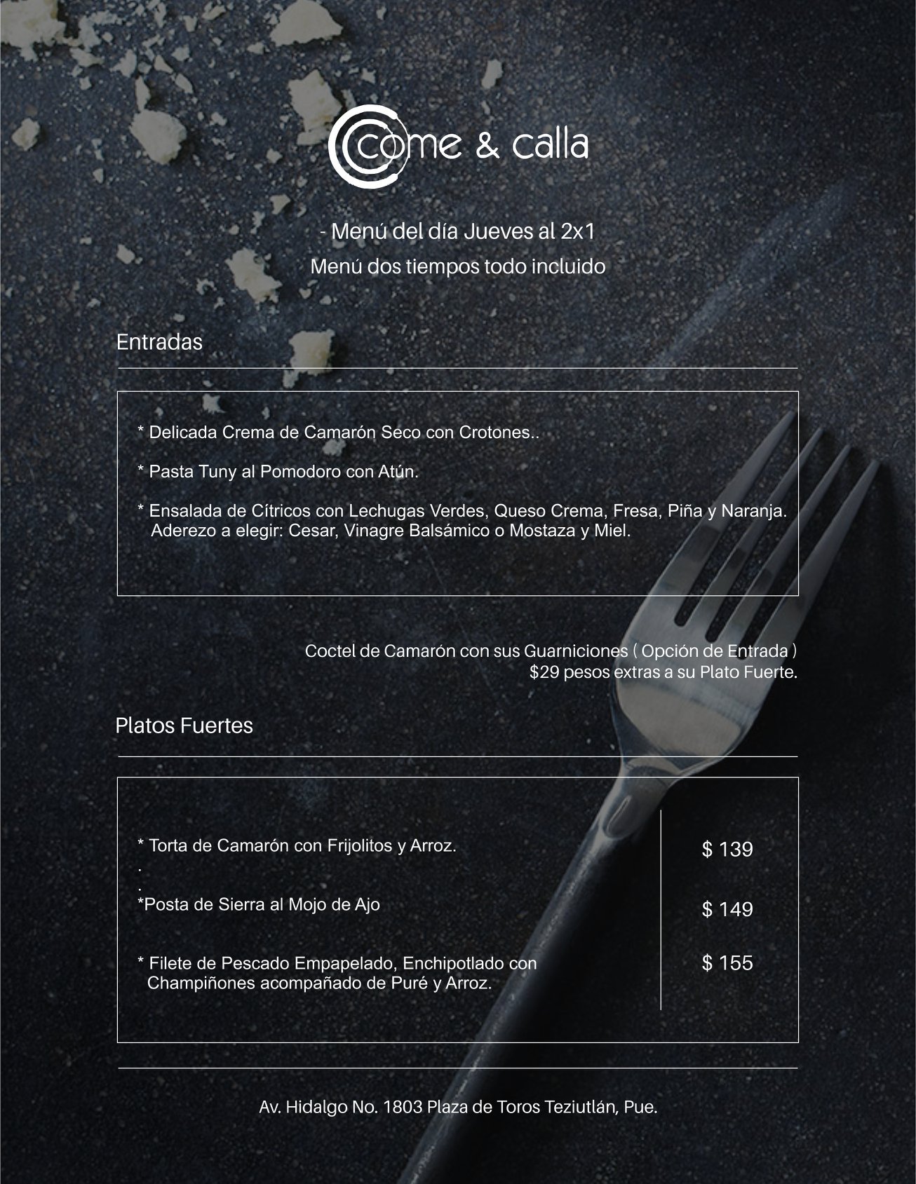 Come & Calla - ¡Menú Jueves al 2x1! ¡Vive la cuaresma con...