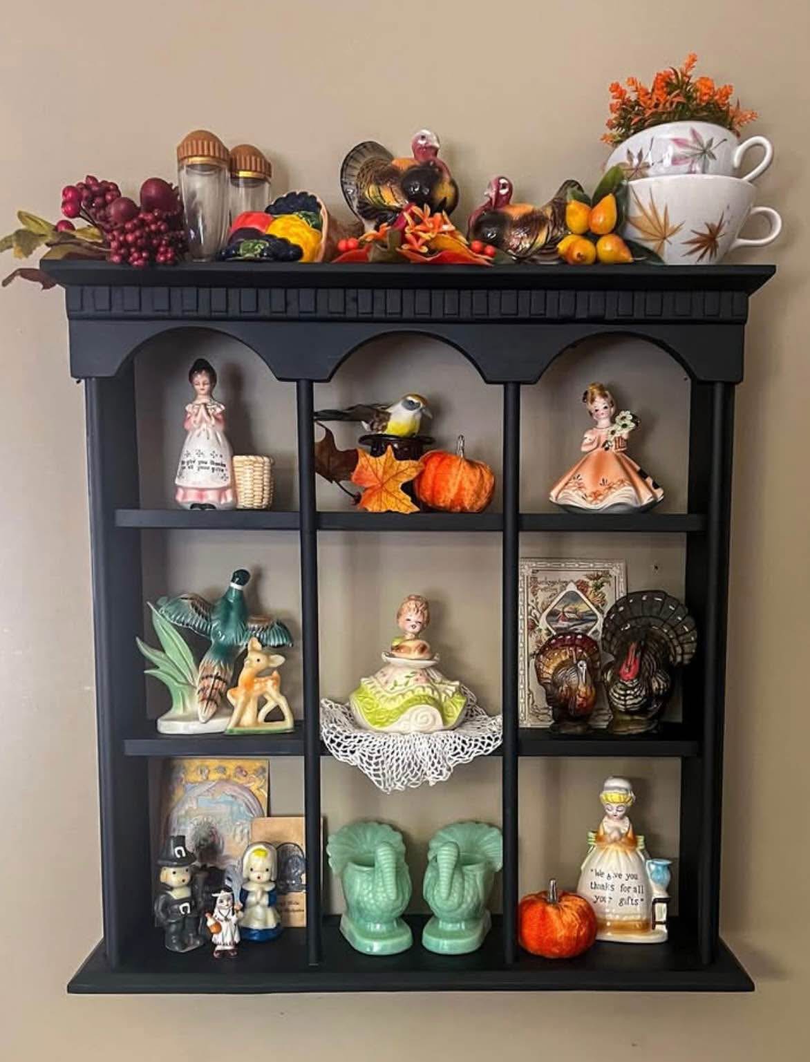 Vintage Solid Wood Wall 3 Tier Knick Knack Shelf Trinket Shelf Granny ...