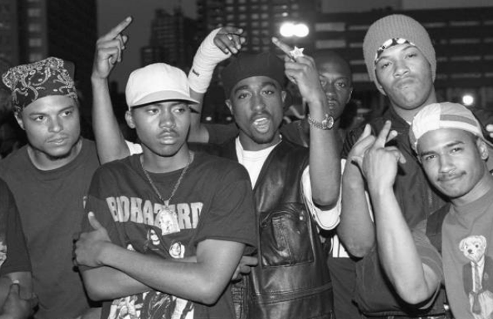 Drawz, NAS, Tupac Shakur, Redman and Polo Ice backstage at Club