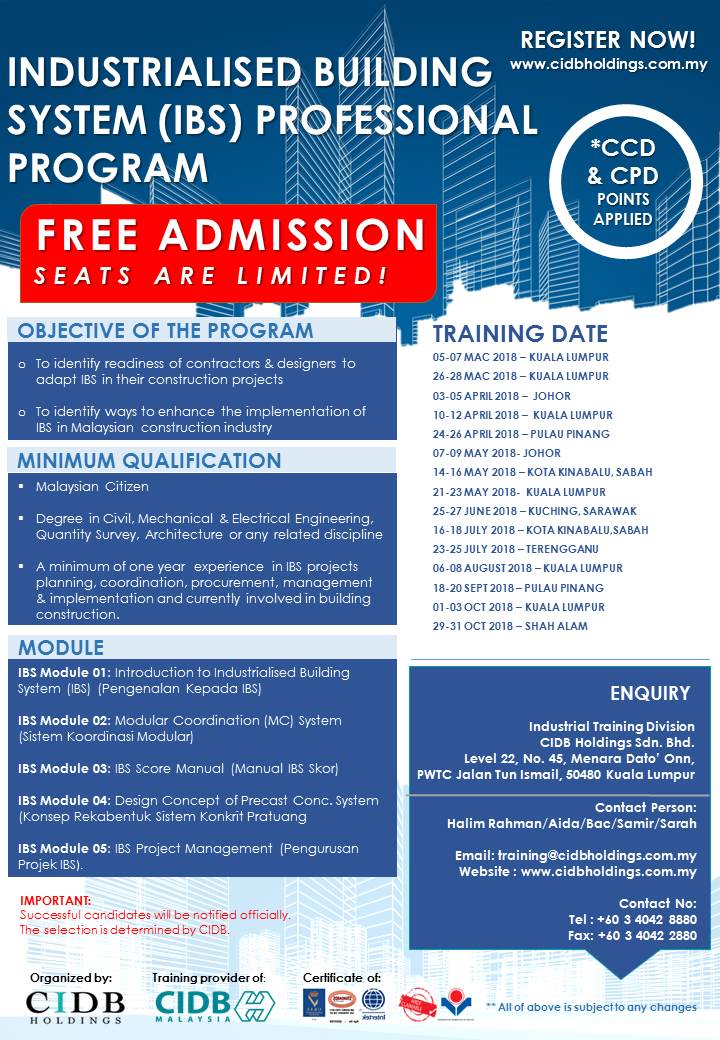 CIDB Holdings - FREE ADMISSION! INDUSTRIALISED BUILDING...