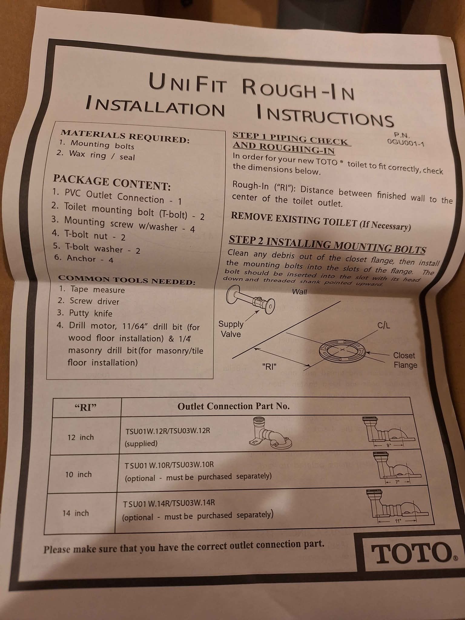 Toto Toilet Unifit Rough In - 12 inches - Portable Toilets - Port Moody ...
