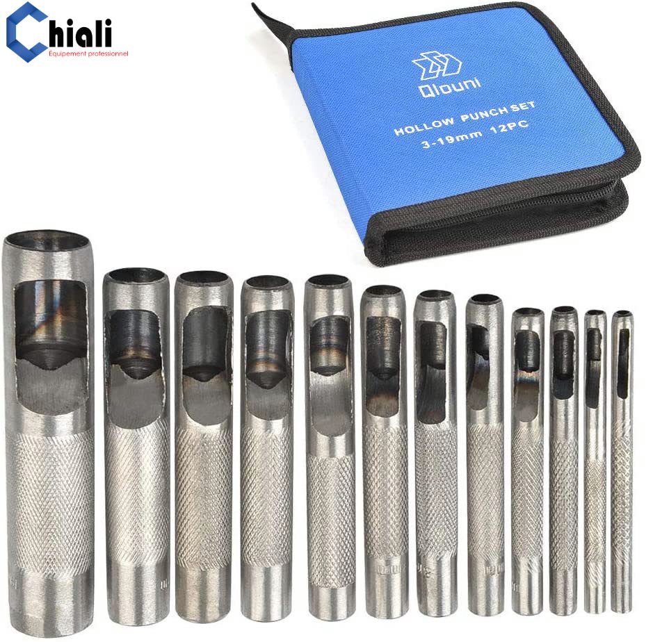 Kit 11 Poinçons Creux En Acier Pour Cuir 1-11mm - Outils Perforation Ronde Artisanat Cuir, Montres Et Toile