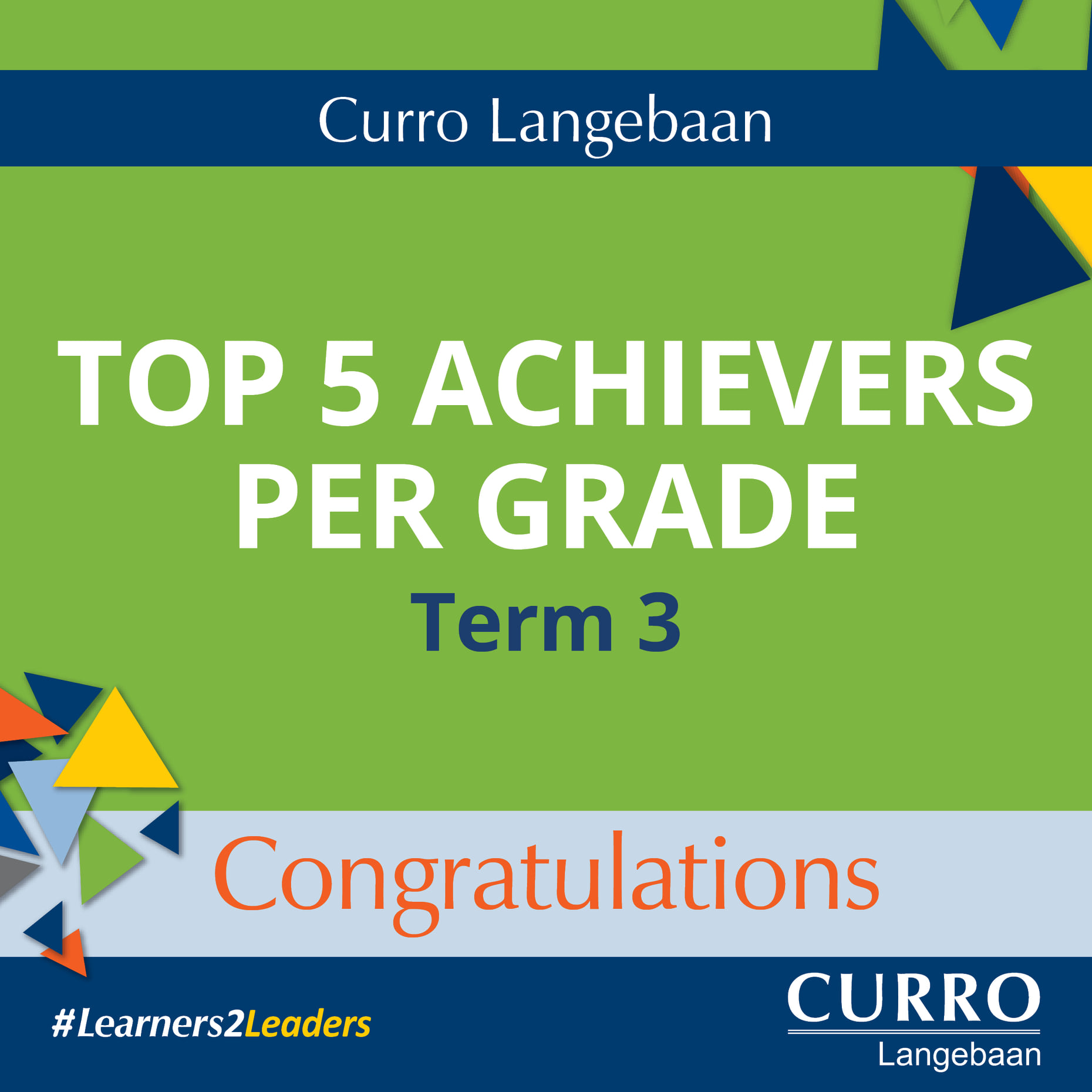Curro Langebaan - Congratulations to our Top 5 primary...