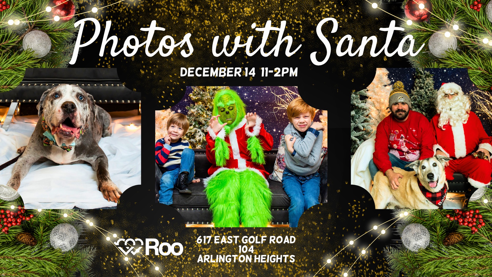 Photos with Santa (or the Grinch) at the Roo Office