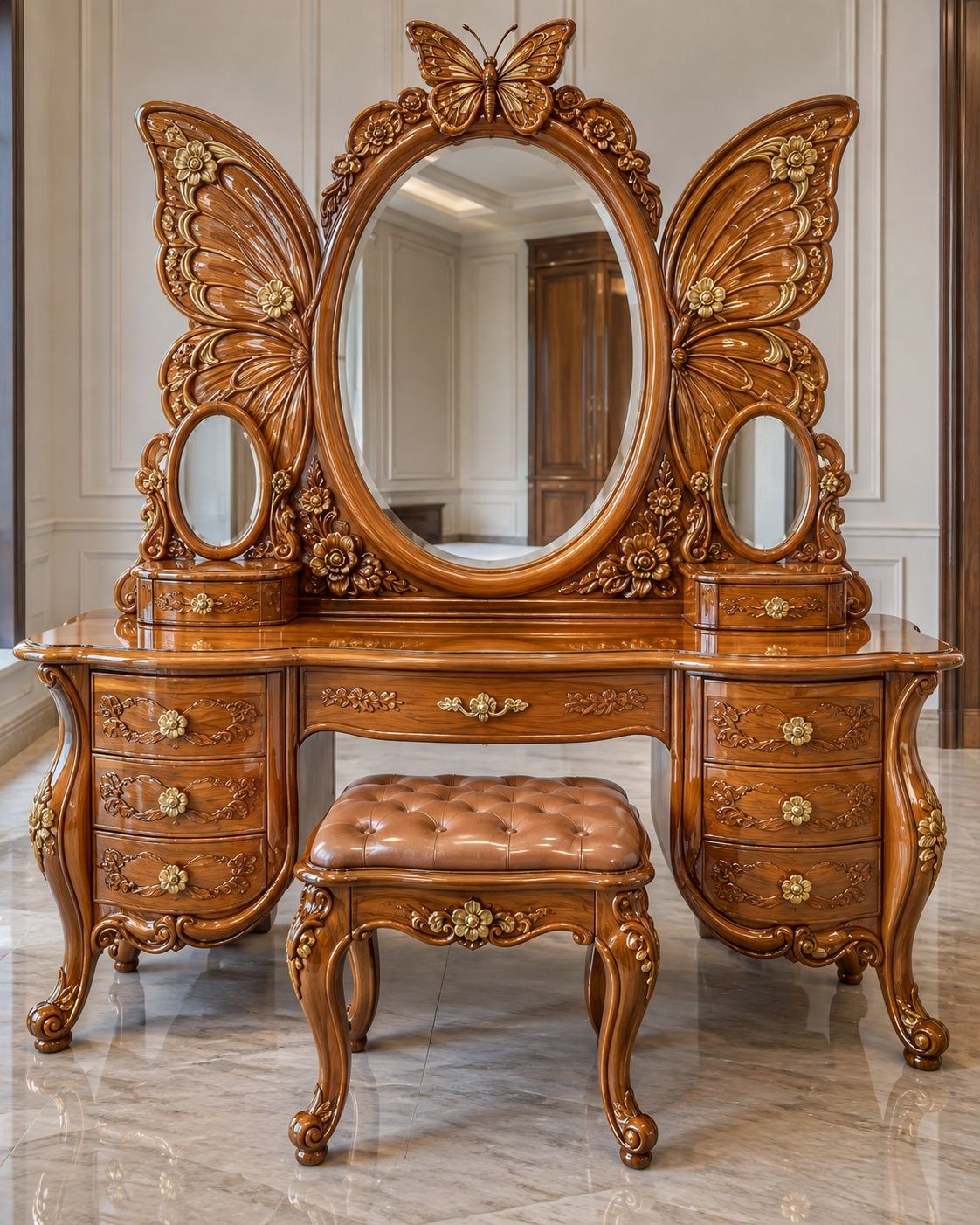Luxury Teak Wood Dressing Table Set – Timeless Craftsmanship & Elegant Design.. ✨ Inspiration Corner