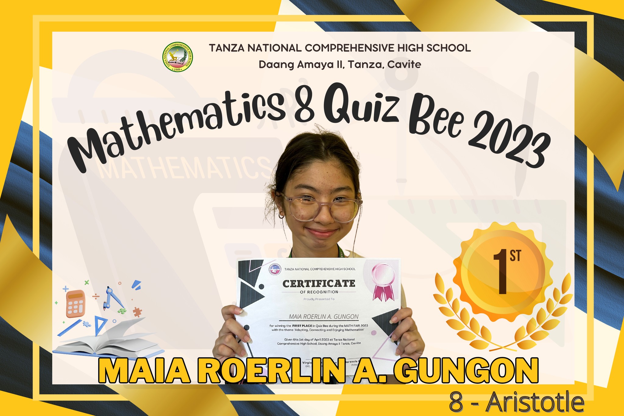 TNCHS-Mathinik - Congratulations Grade 8 Quiz Bee Top 3... | Facebook