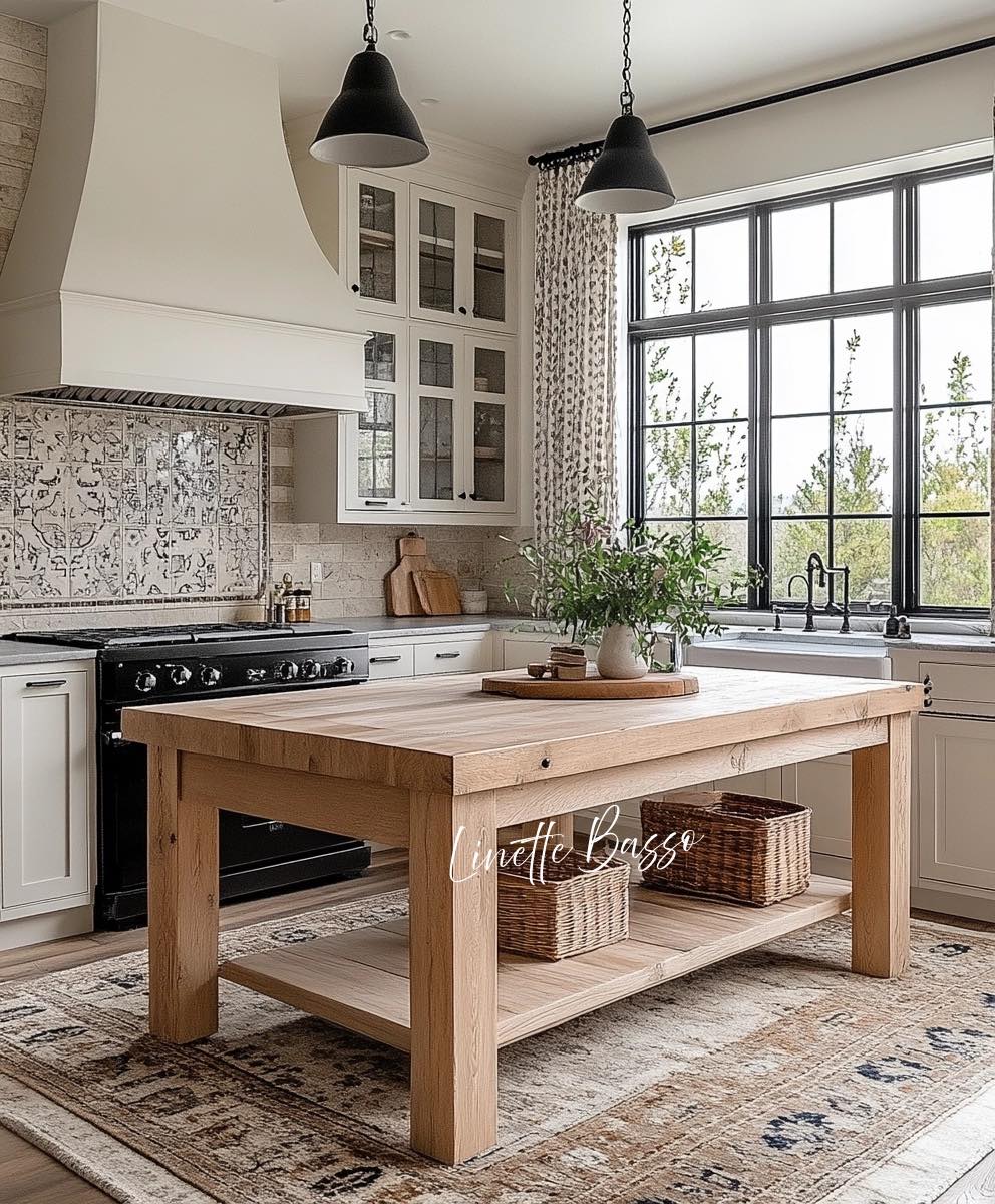 French Country Kitchen Butcher Block Island