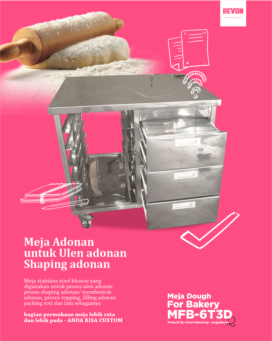 revon.co.id - Meja for bakery - meja khusus adonan roti... | Facebook