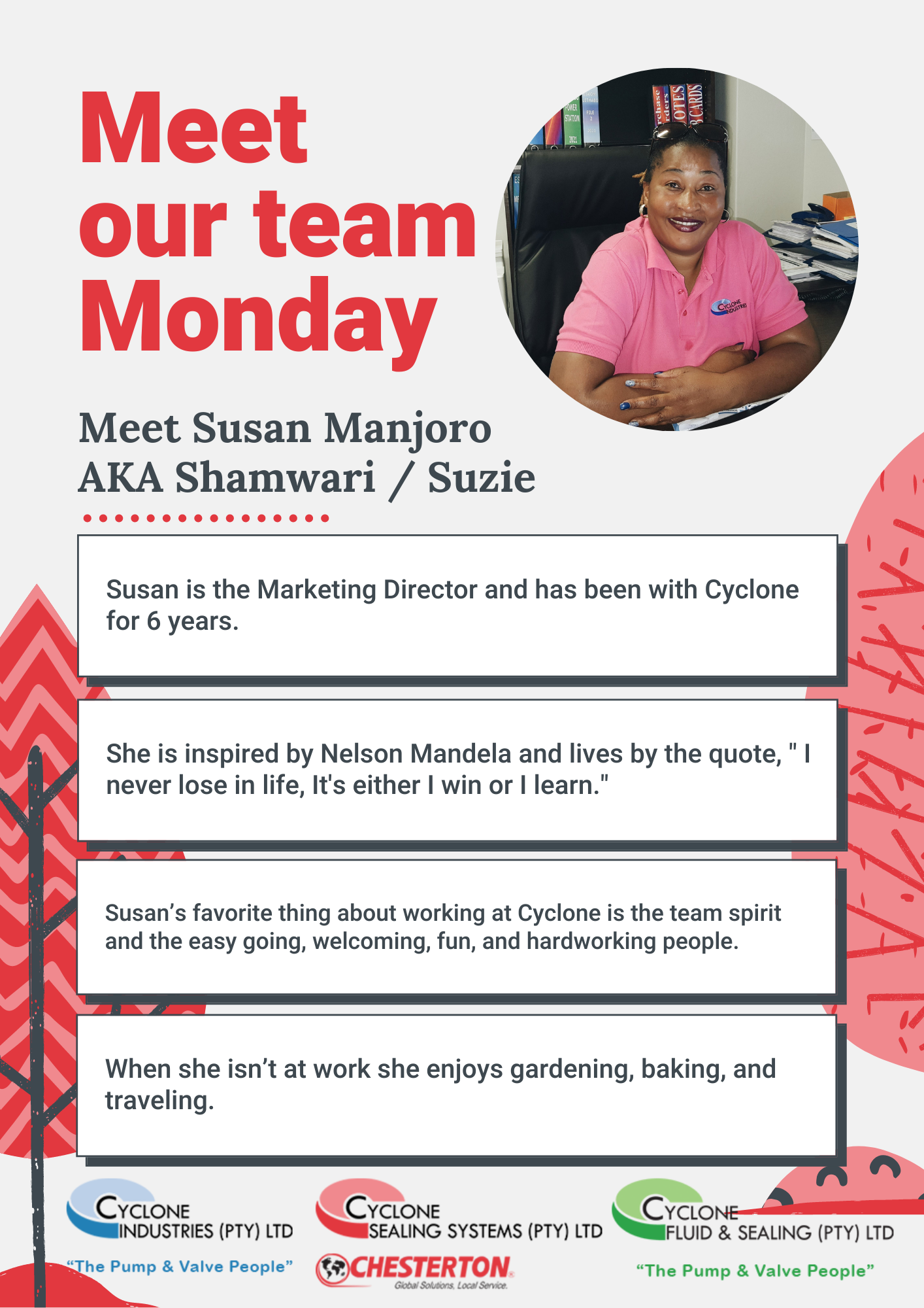 Meet Our Team Monday! 🤝😁 Meet Susan... - Cyclone Industries. | Facebook