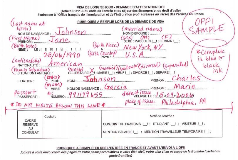Pakistani Students in France (PSF) | OFII form filled Sample, Note ...