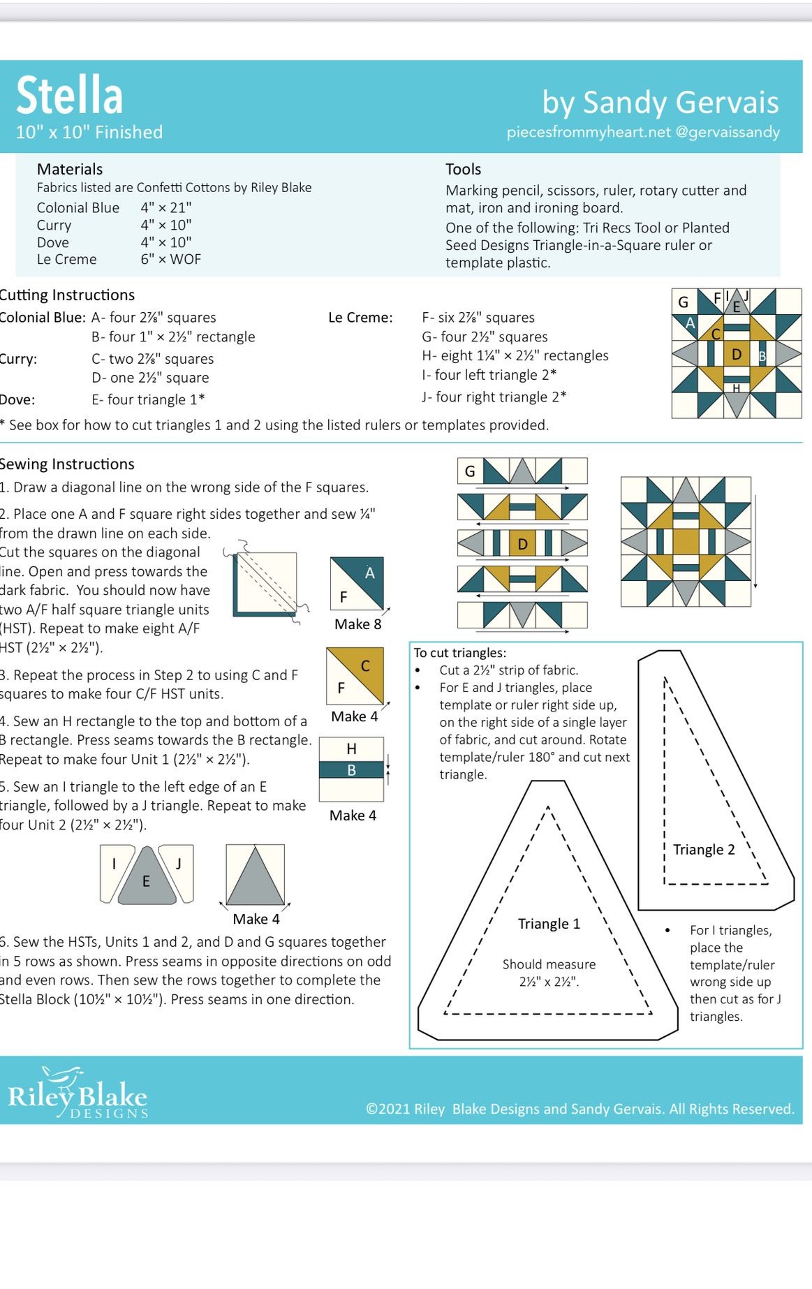Free Patterns of QUILTING | # Stella Block by Sandy Gervais – Free ...