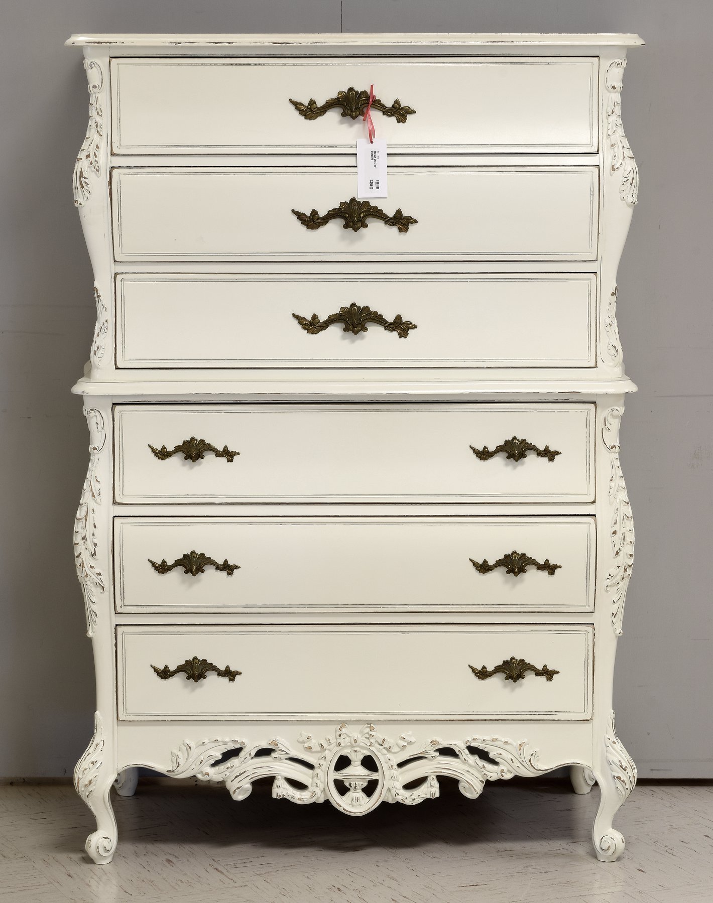 Fabulous vintage White Furniture French Provincial serpentine six 
