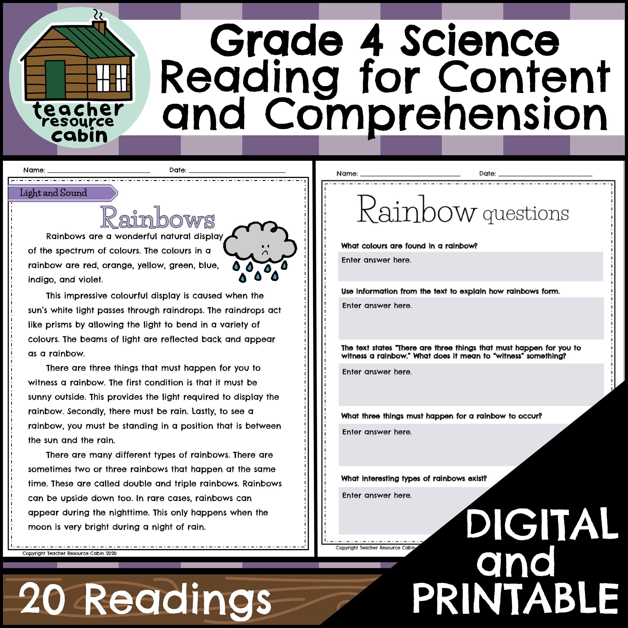 Science Reading Passages HEALTH SCIENCE Reading Comprehension Passages