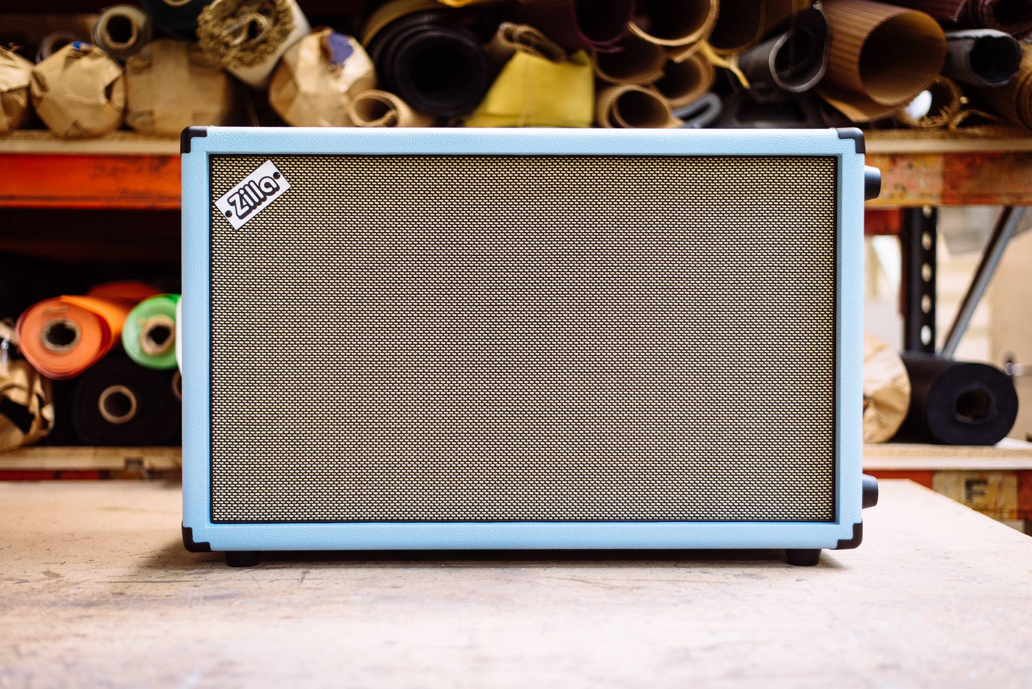 Fatboy 2x12. Baby blue tolex, salt and pepper grill, black piping
