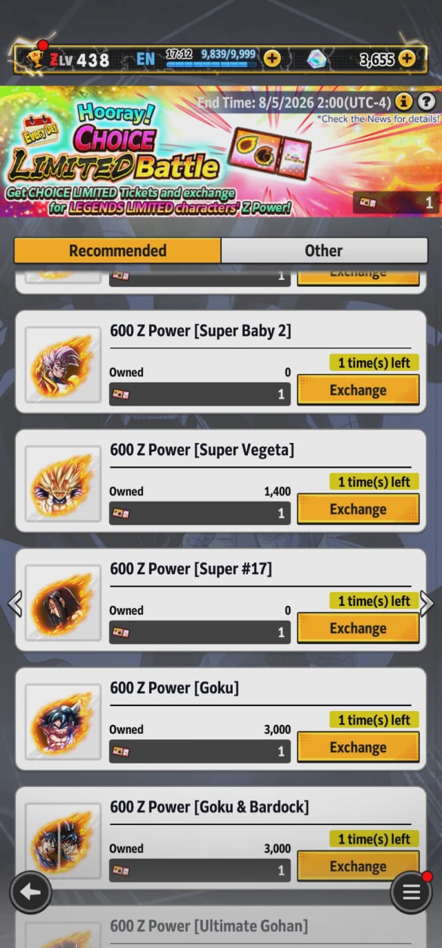 Dragon Ball Legends Super Baby 2 and Super 18 tickets