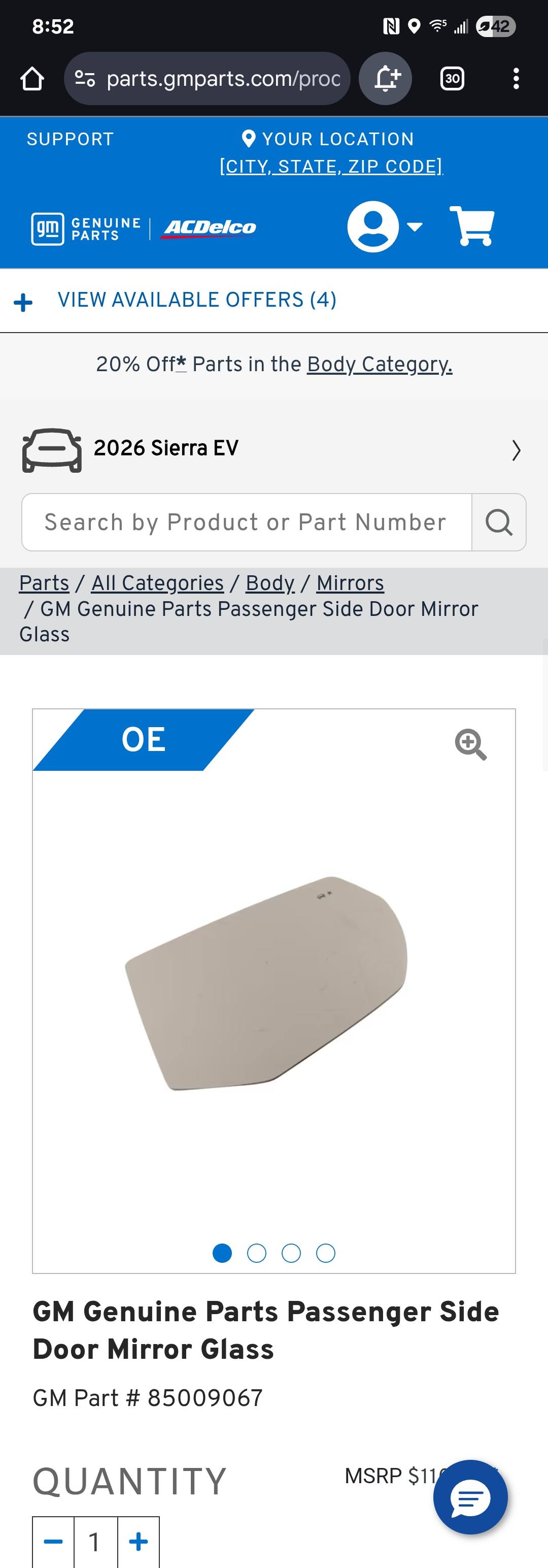 Door Mirror Power Heated & Turn Signal Gloss Black Cover RH (Fit: Volvo