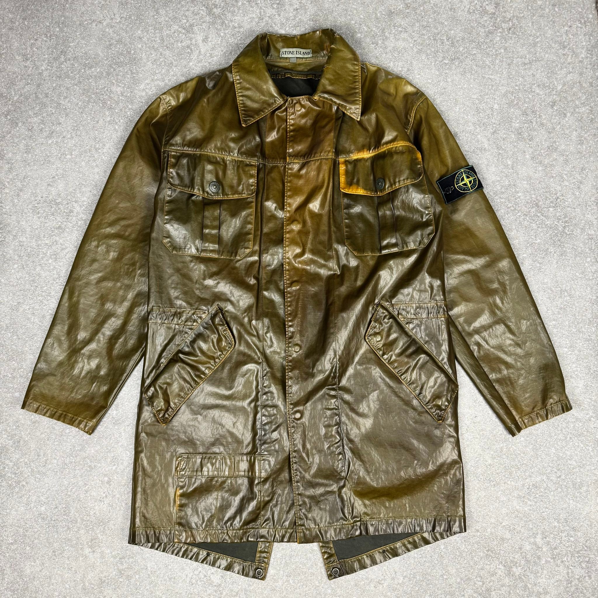 What's the price of a vintage Stone Island Raso Gommato trench jacket?