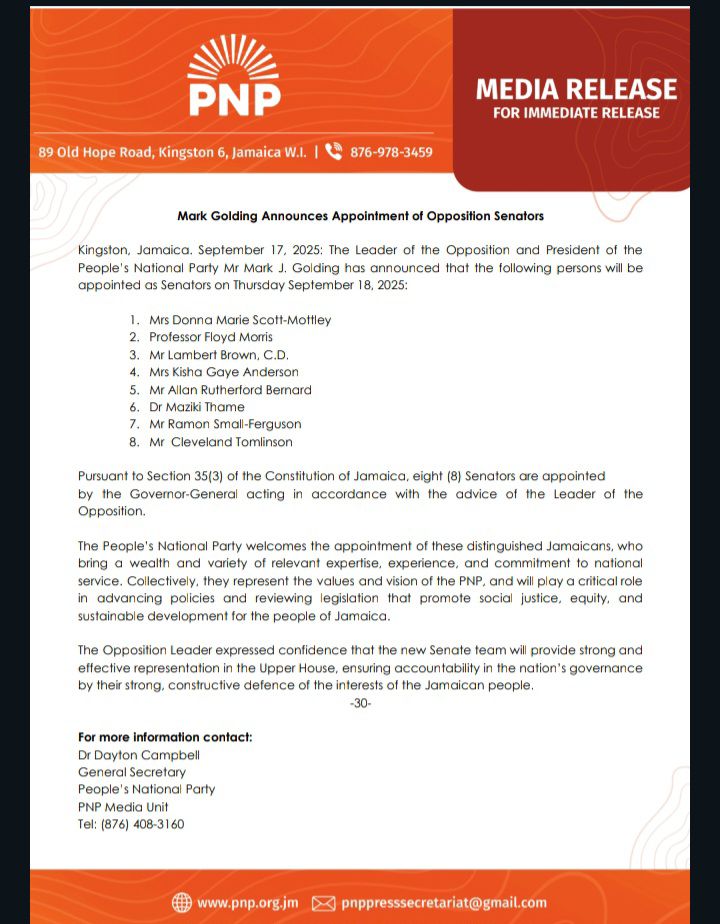 Junior - MEDIA RELEASE FOR IMMEDIATE RELEASE Mark Golding Announces ...