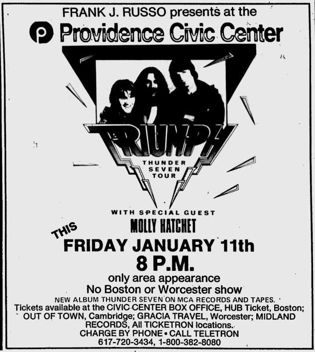 Triumph's Thunder Seven tour with Molly Hatchet in 1985