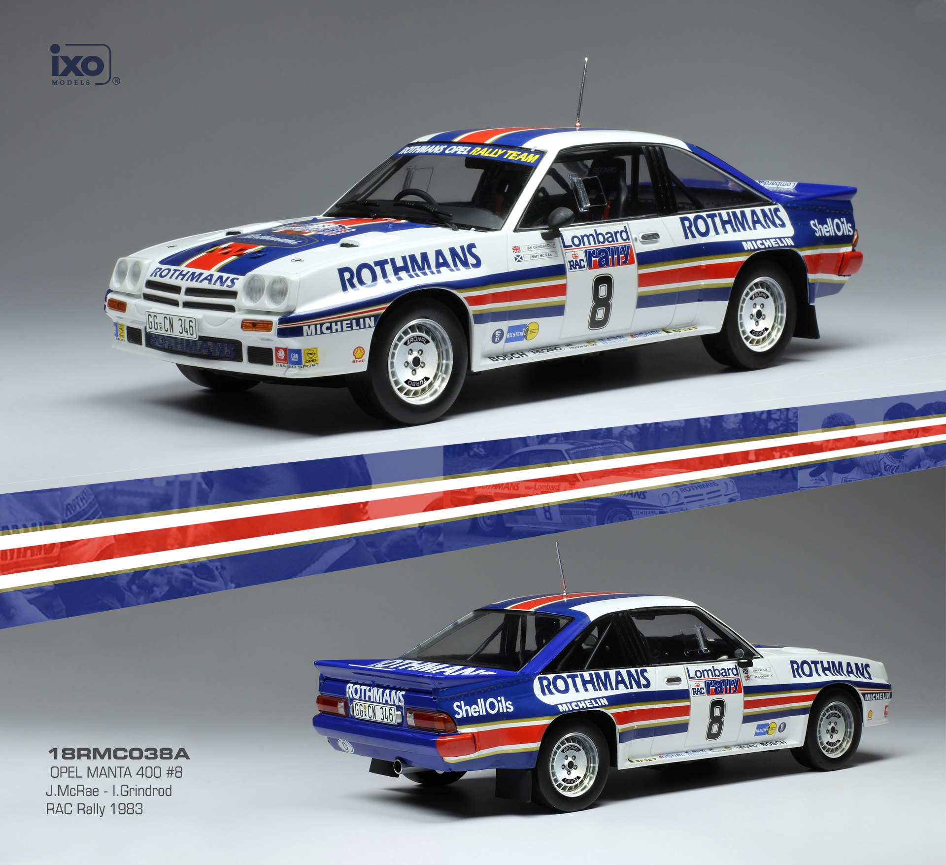 In stock, the 1:18 IXO Opel Manta 400 of Russell Brookes & Mike