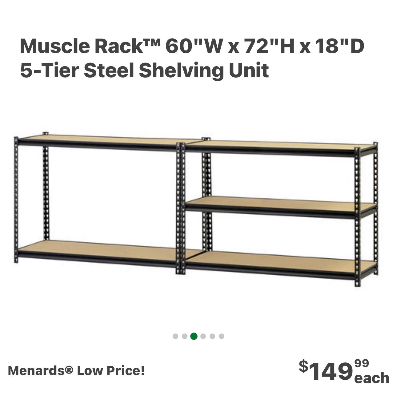 SHOP or GARAGE MUSCLE RACK 5 TIER STEEL SHELVING UNITS (4 AVAIL ...