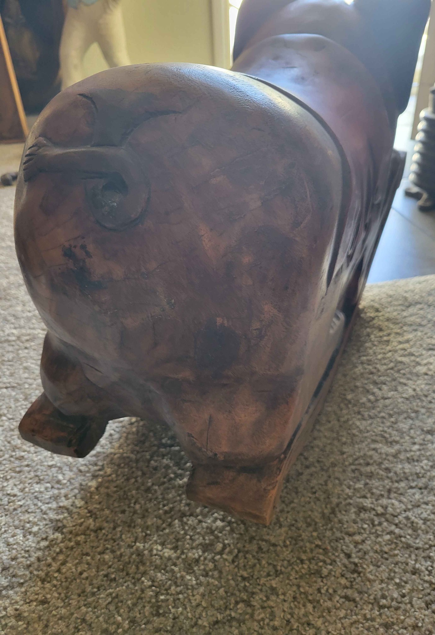 RARE VINTAGE ANTIQUE PIG ROCKER ROCKING WOOD FOLK ART DISPLAY LIFESIZE ...
