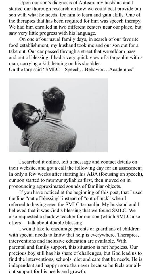 A letter to SMLC... - SMLC Behavioral Therapy - Binangonan