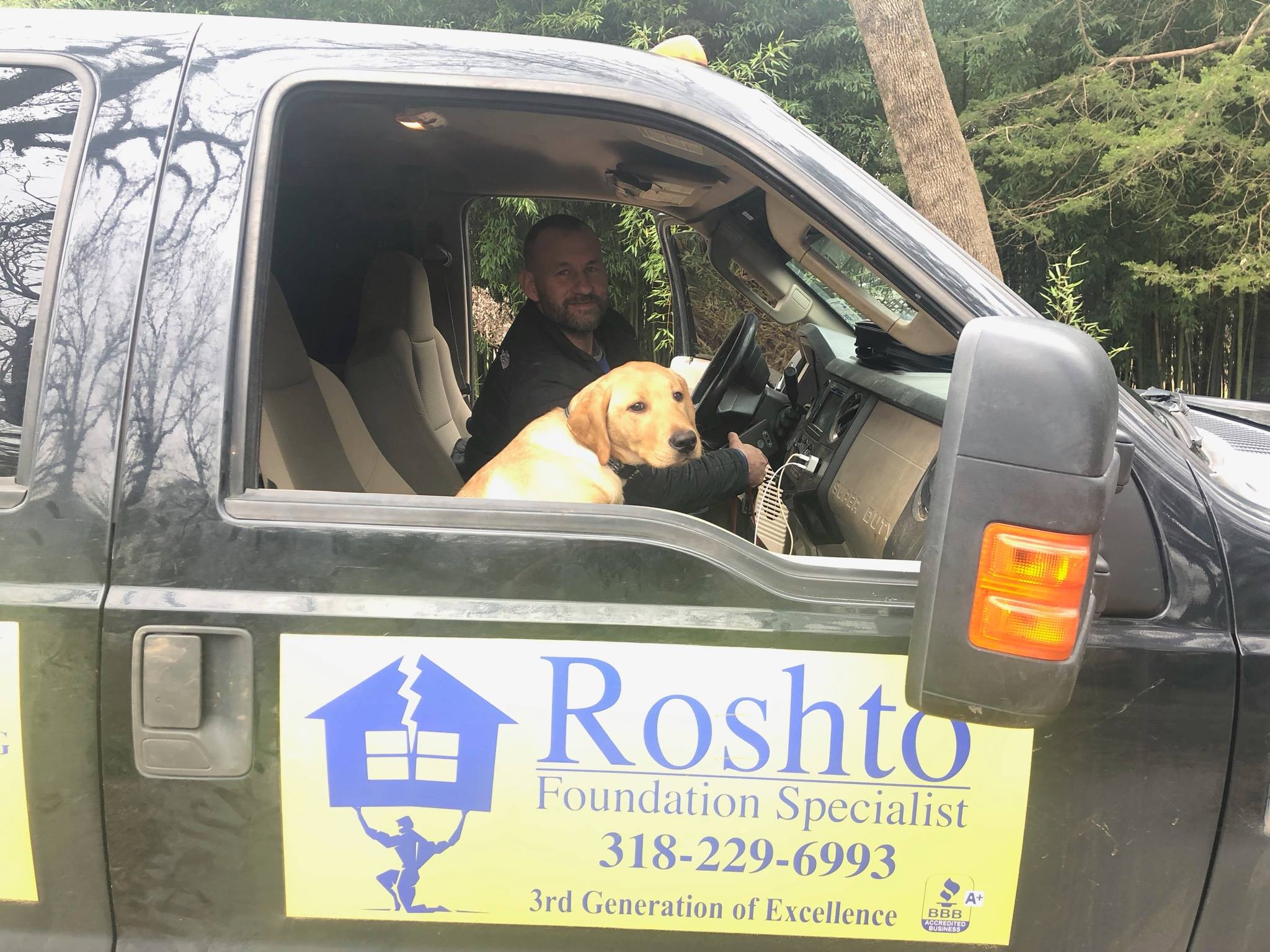 Roshto - Our top employee, Jacqeaux is out and about helping with bids ...
